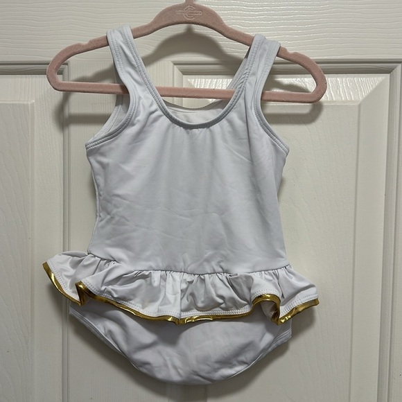 Planet Sea White One Piece Gold Heart Bathing Suit Size 12m - Picture 2 of 6